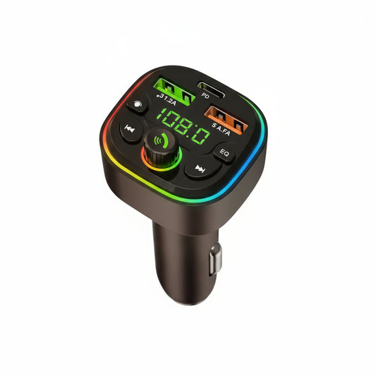 MTech Bluetooth FM Transmitter with Fast Charging USB + Type-C - Car Wireless Audio Adapter