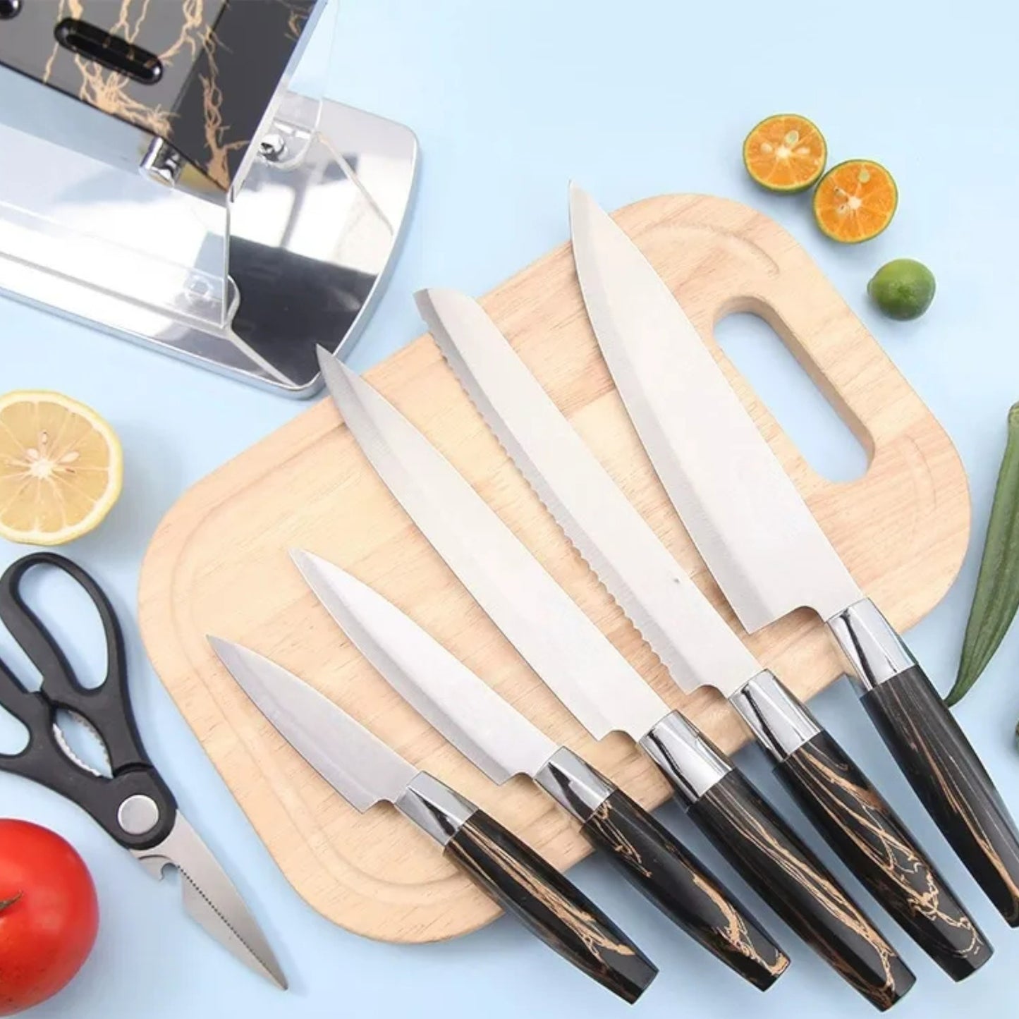 MHome 7-Piece Stainless Steel Chef Knife Set – Premium Kitchen Tools