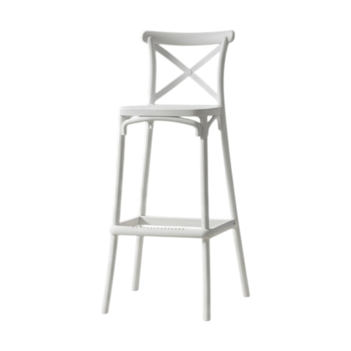 MFurn Resin Cross Back Bar Chair – Modern Bar Stool with Backrest for Dining Room & Kitchen