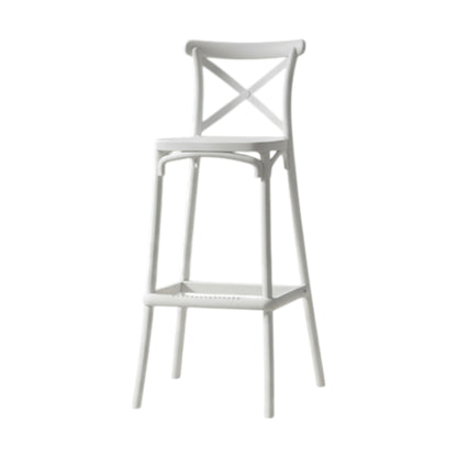 MFurn Resin Cross Back Bar Chair – Modern Bar Stool with Backrest for Dining Room & Kitchen