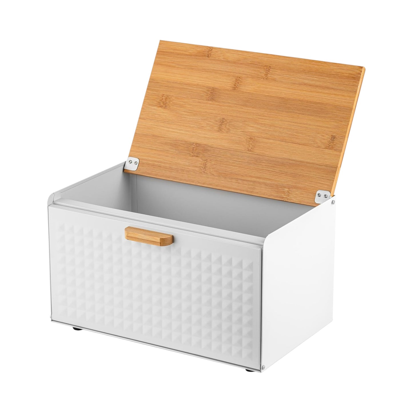 MHome Vintage Iron Bread Box with Wooden Lid – Large Kitchen Storage Bin