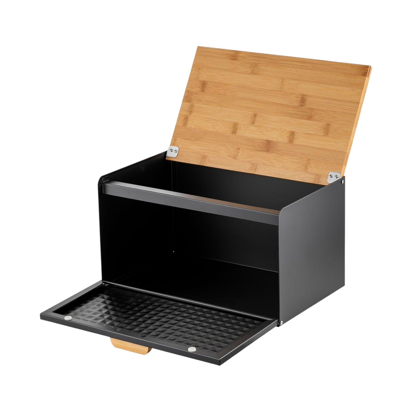 MHome Vintage Iron Bread Box with Wooden Lid – Large Kitchen Storage Bin