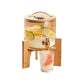 MHome 3.6L Glass Beverage Dispenser with Tap & Bamboo Stand, Heat Resistant