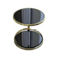 MFurn Gold Round End Table with 2-Tier Tempered Glass Storage Shelf