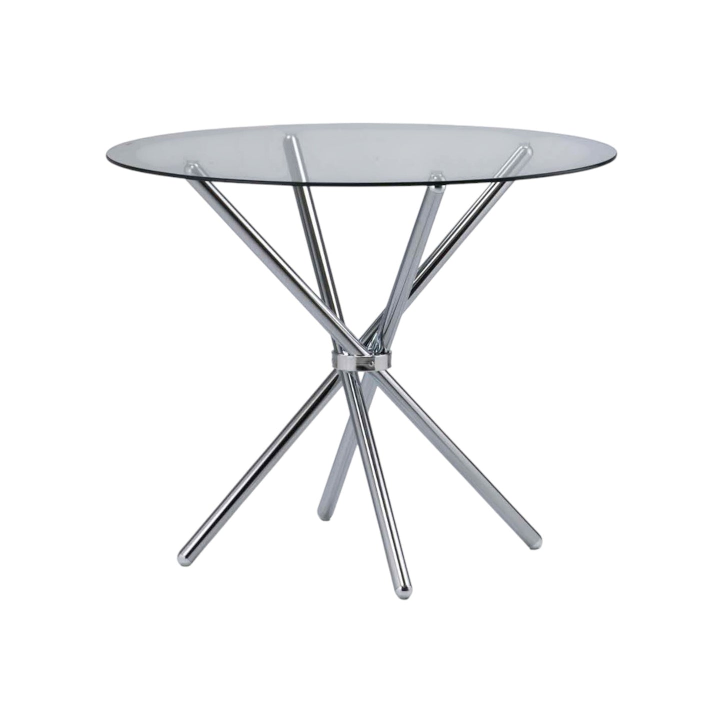 MFurn Glass Dining Table with Cross Stainless Steel Legs