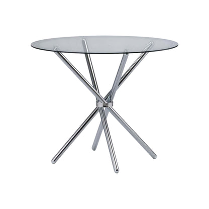 MFurn Glass Dining Table with Cross Stainless Steel Legs