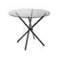 MFurn Glass Dining Table with Cross Stainless Steel Legs