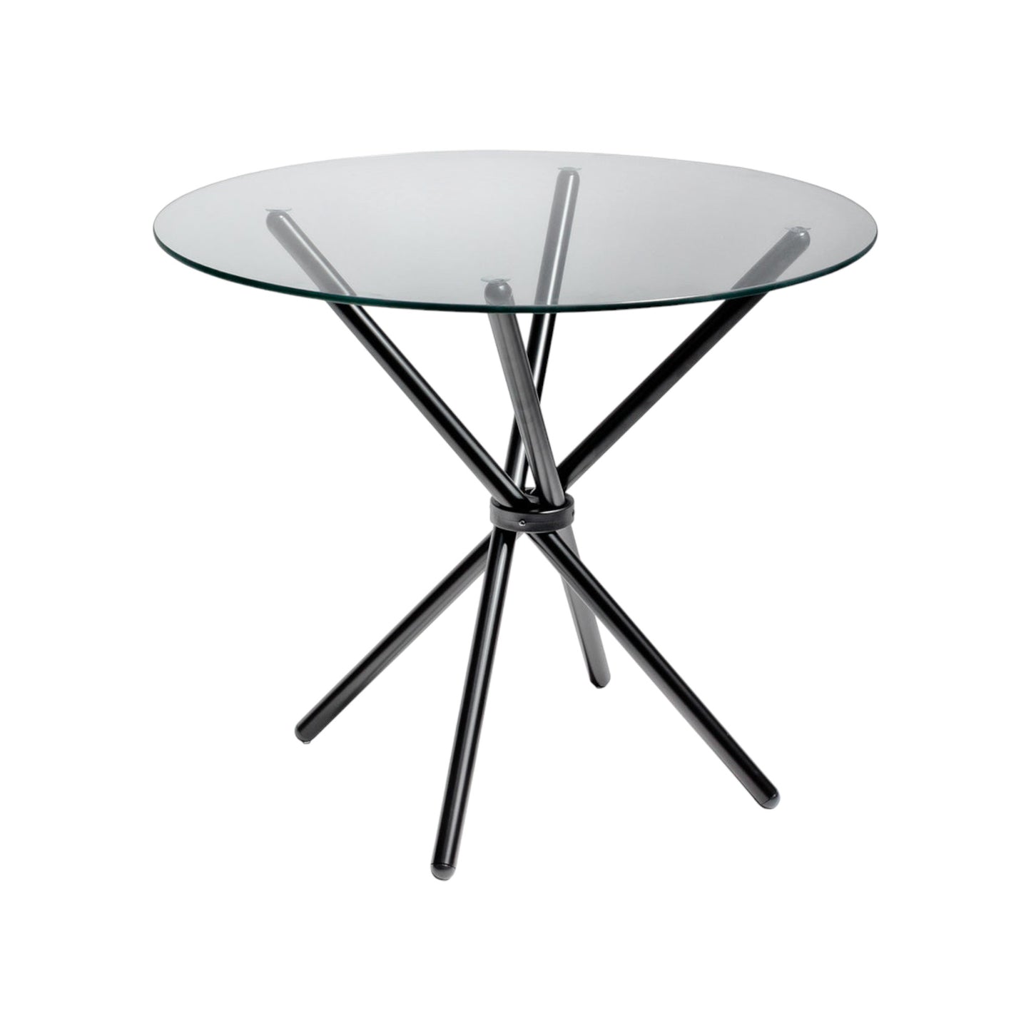 MFurn Glass Dining Table with Cross Stainless Steel Legs