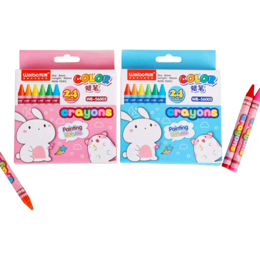 24-Piece Wax Colour Crayons Set – Non-Toxic, Vibrant Colours