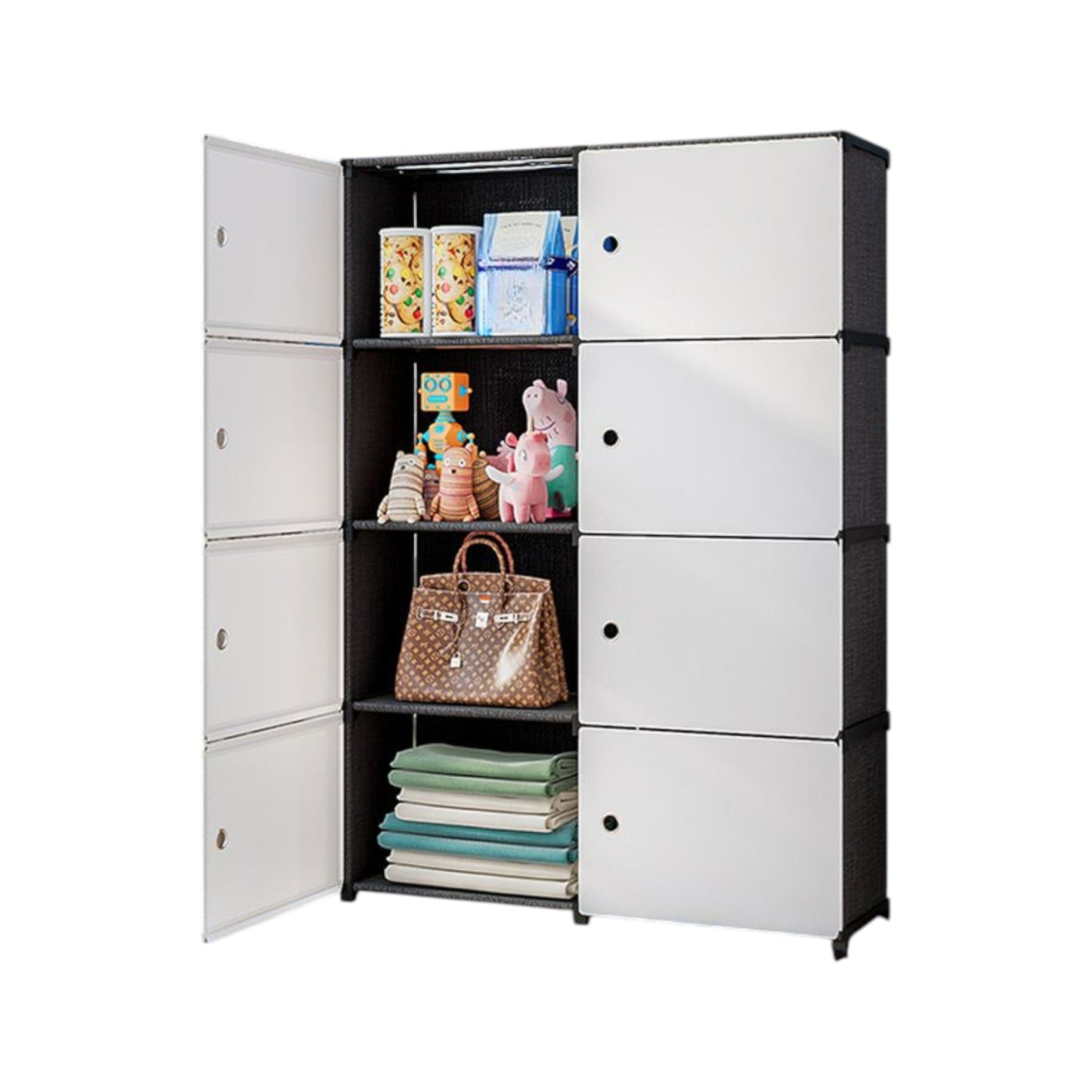 MHome 4-Tier Dustproof Modular Storage Cabinet(Transparent)