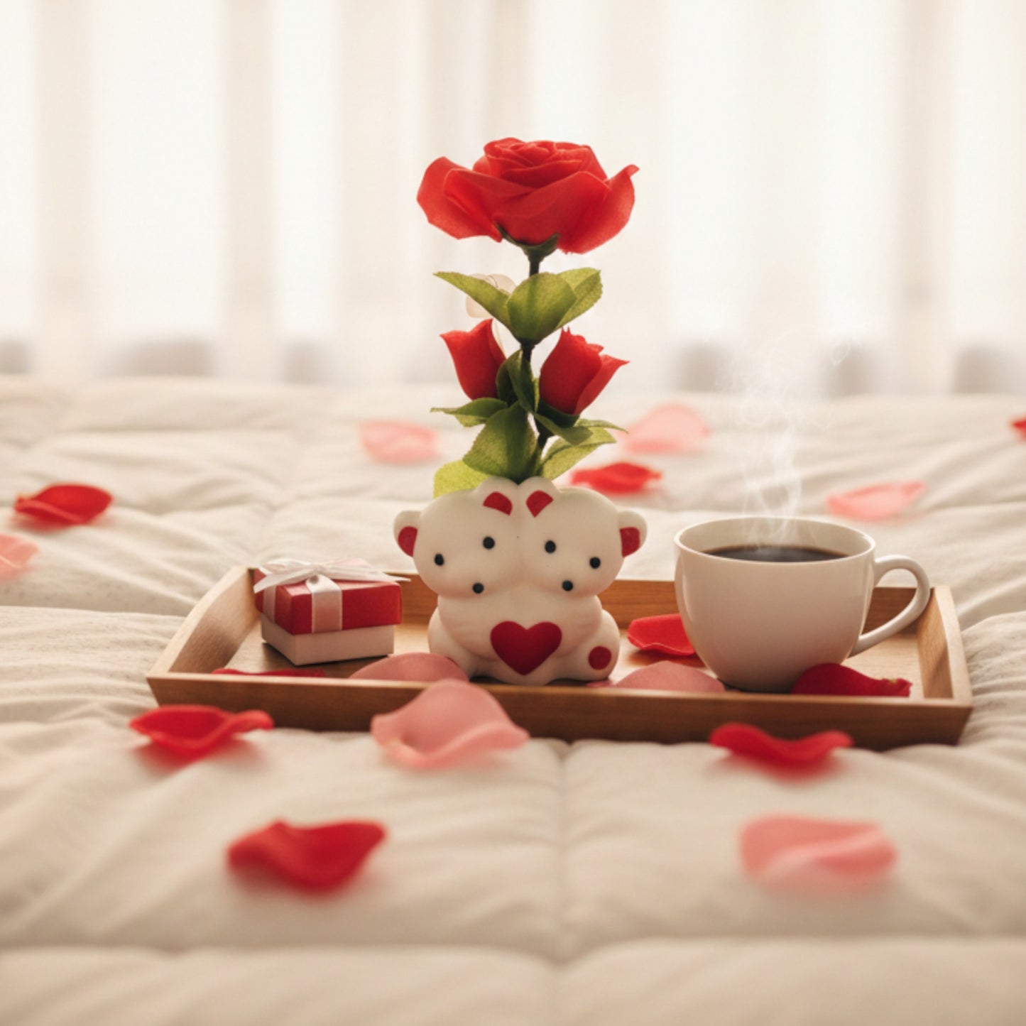 Romantic Rose & Twin Bear Keepsake Gift Box – Valentine’s Day Gift