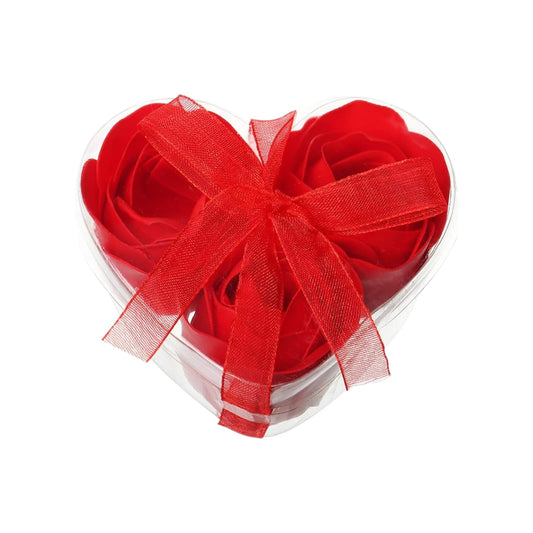 3-Piece Rose Soap Flower Heart-Shaped Gift Box