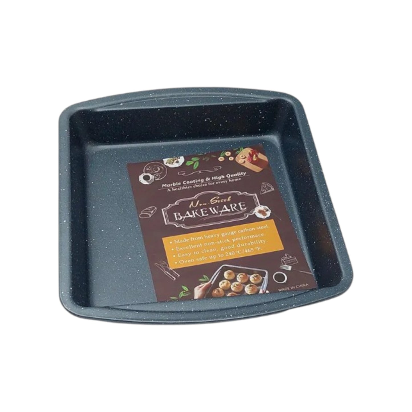 MHome Square Marble Coating Baking Pan with Handle