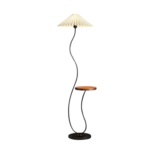 MFurn Standing Modern Floor Lamp with Integrated Wooden Tray Table