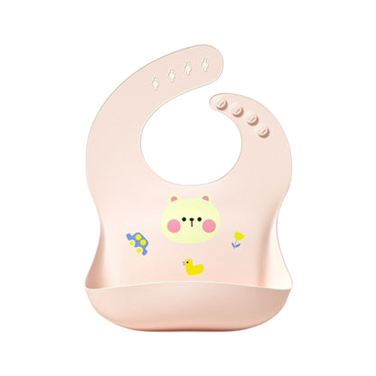 Baby Waterproof Silicone Bib with Crumb Catcher – Cute Bear Design