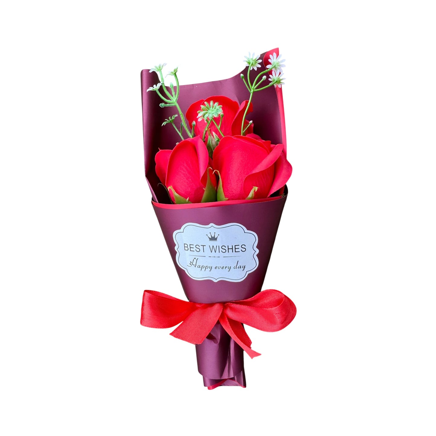 Scented Soap Rose Flower Gift Box – Everlasting Red Rose Bouquet (3 Roses)