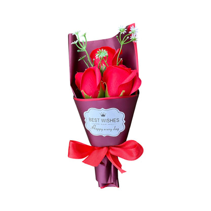 Scented Soap Rose Flower Gift Box – Everlasting Red Rose Bouquet (3 Roses)