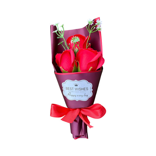 Scented Soap Rose Flower Gift Box – Everlasting Red Rose Bouquet (3 Roses)