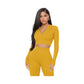 Women's Ribbed Seamless 2-Piece Set – Quarter-Zip Crop Top & Leggings