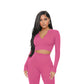 Women's Ribbed Seamless 2-Piece Set – Quarter-Zip Crop Top & Leggings