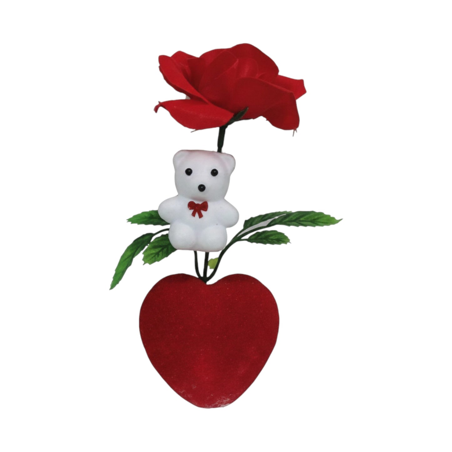 Romantic Artificial Rose & White Teddy Bear Gift Set in Display Box