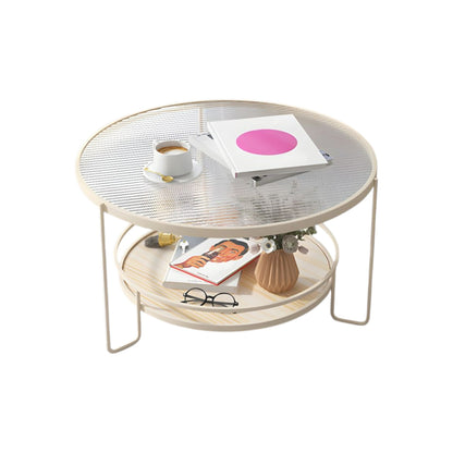MFurn Round Coffee Table – Modern Double-Layer Living Room Side Table
