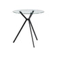MFurn Round Clear Glass Top Bistro Table with Black Iron Trestle Legs