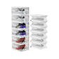 MHome 6-Tier Folding Shoe Box – Stackable Transparent Door Shoe Organizer