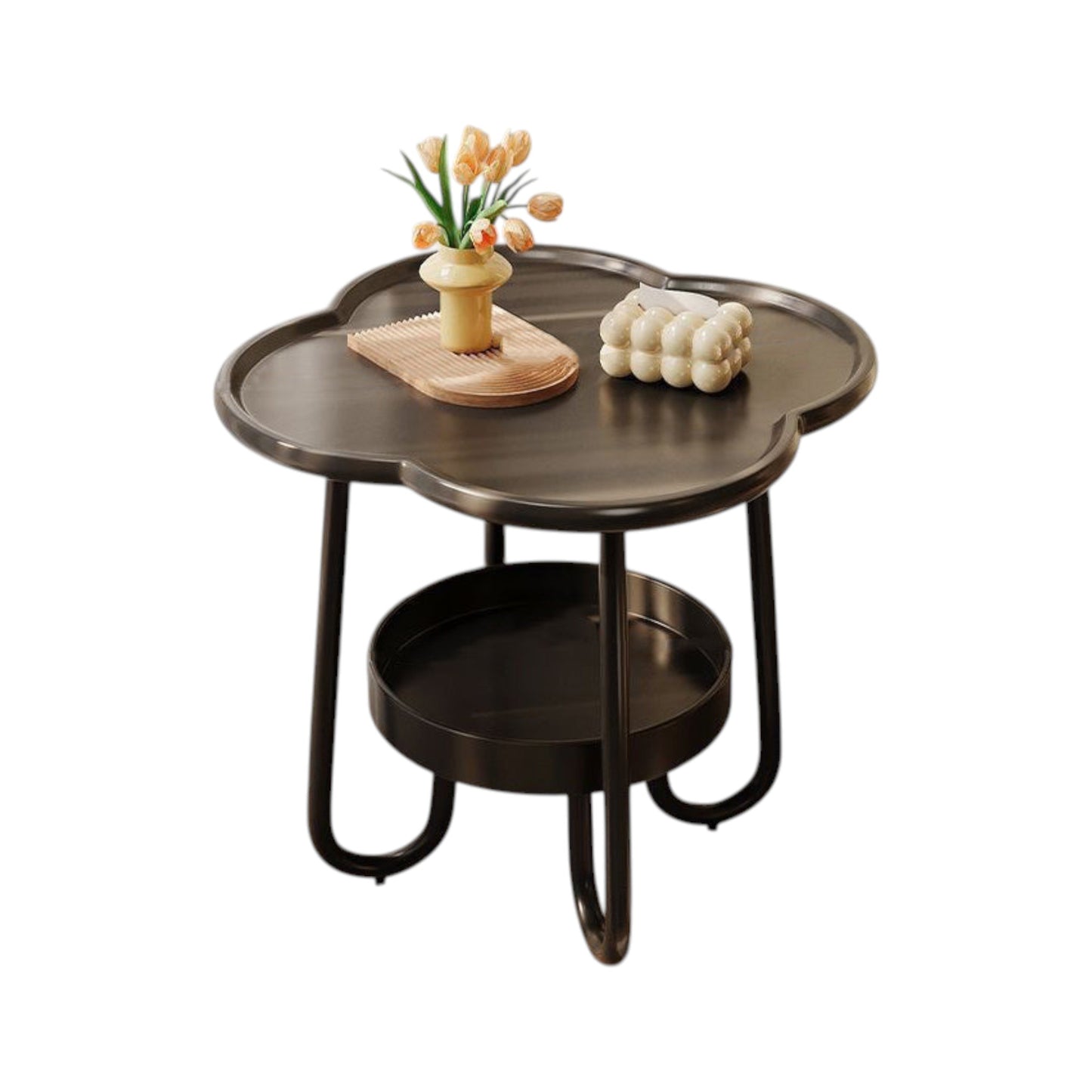 MFurn Curled-Leg Four-Leaf Clover 2-Tier Side Table – Living Room & Bedroom