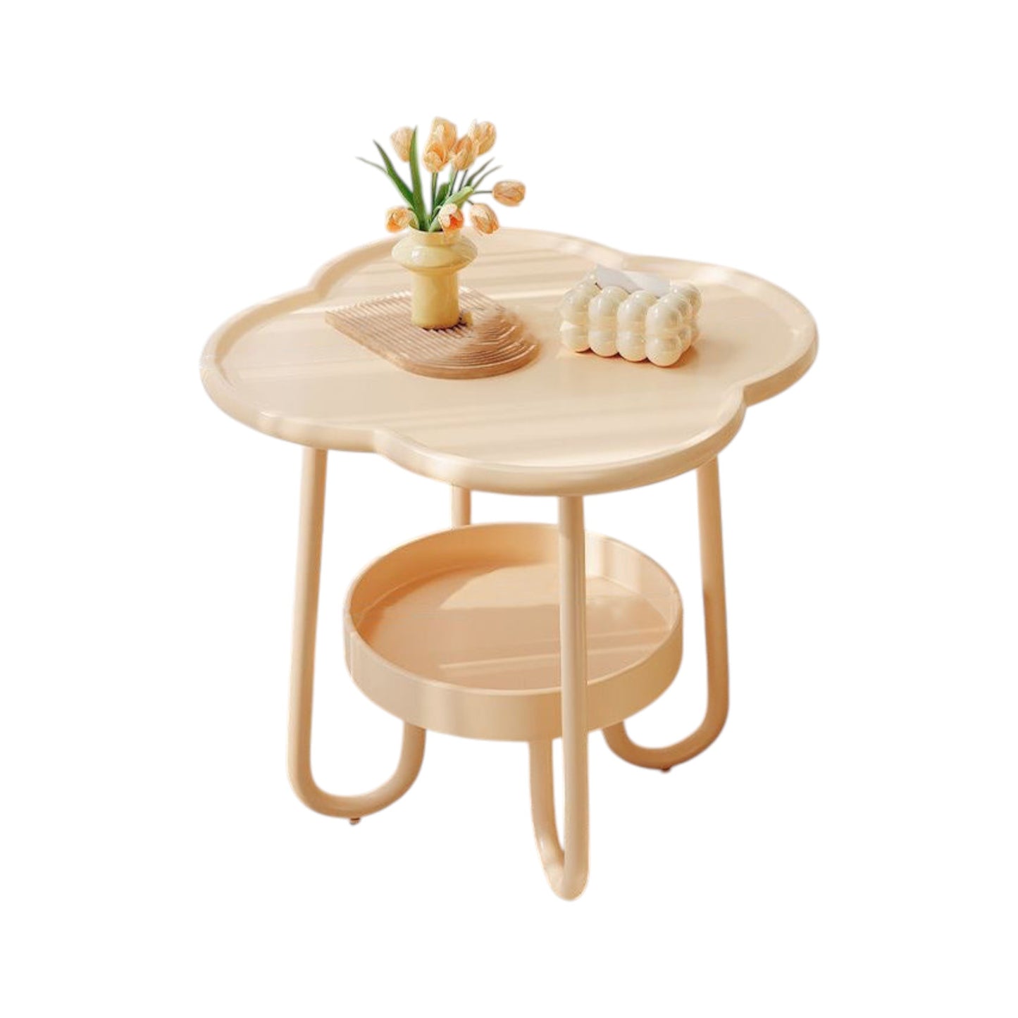 MFurn Curled-Leg Four-Leaf Clover 2-Tier Side Table – Living Room & Bedroom