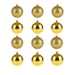 Pack of 12 Golden Christmas Ball Ornaments – 4cm Glossy & Glitter Hanging Decorations