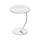 MFurn Round C Shaped Wooden Side Table – Mobile Small Coffee Table with Metal Frame for Living Room or Bedroom