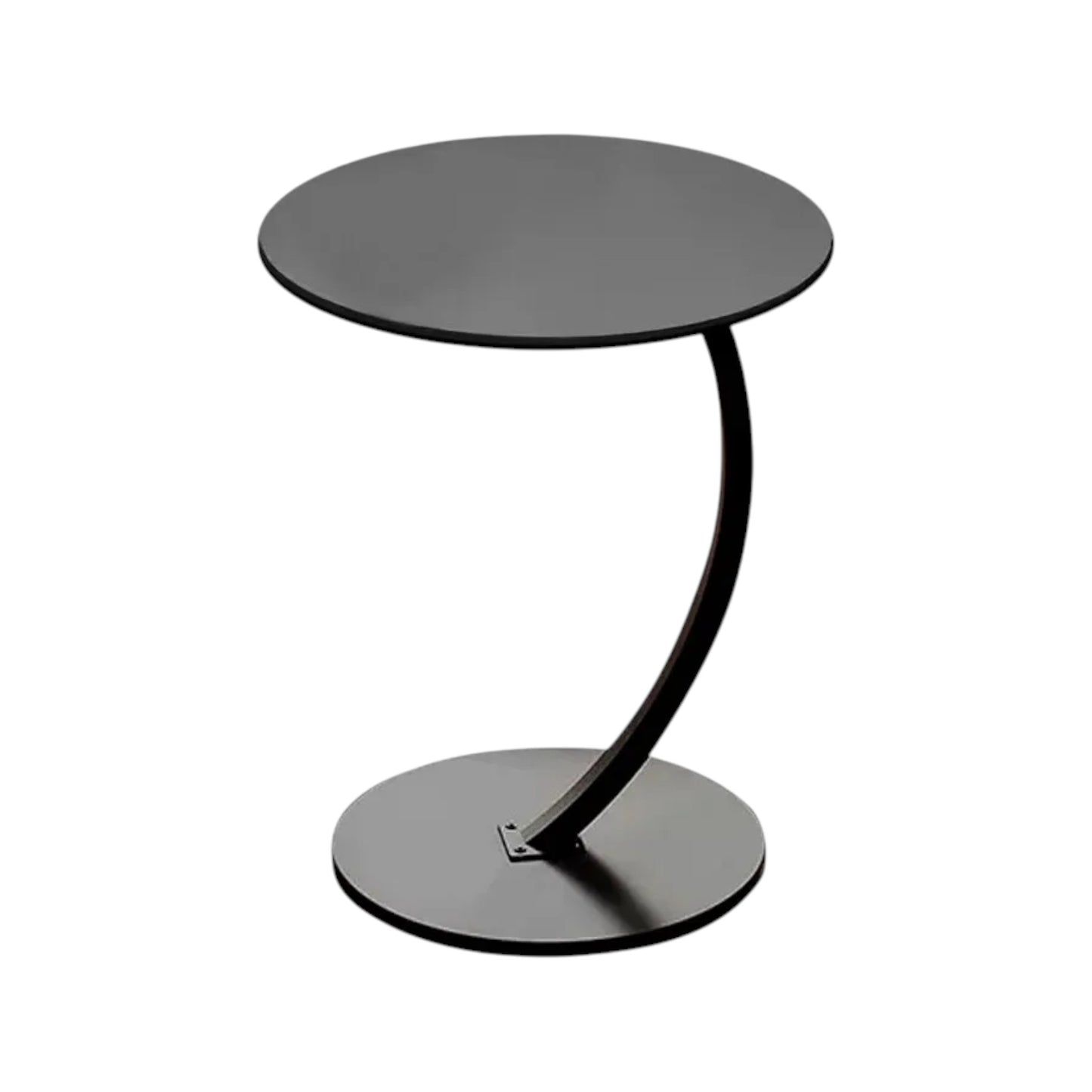 MFurn Round C Shaped Wooden Side Table – Mobile Small Coffee Table with Metal Frame for Living Room or Bedroom