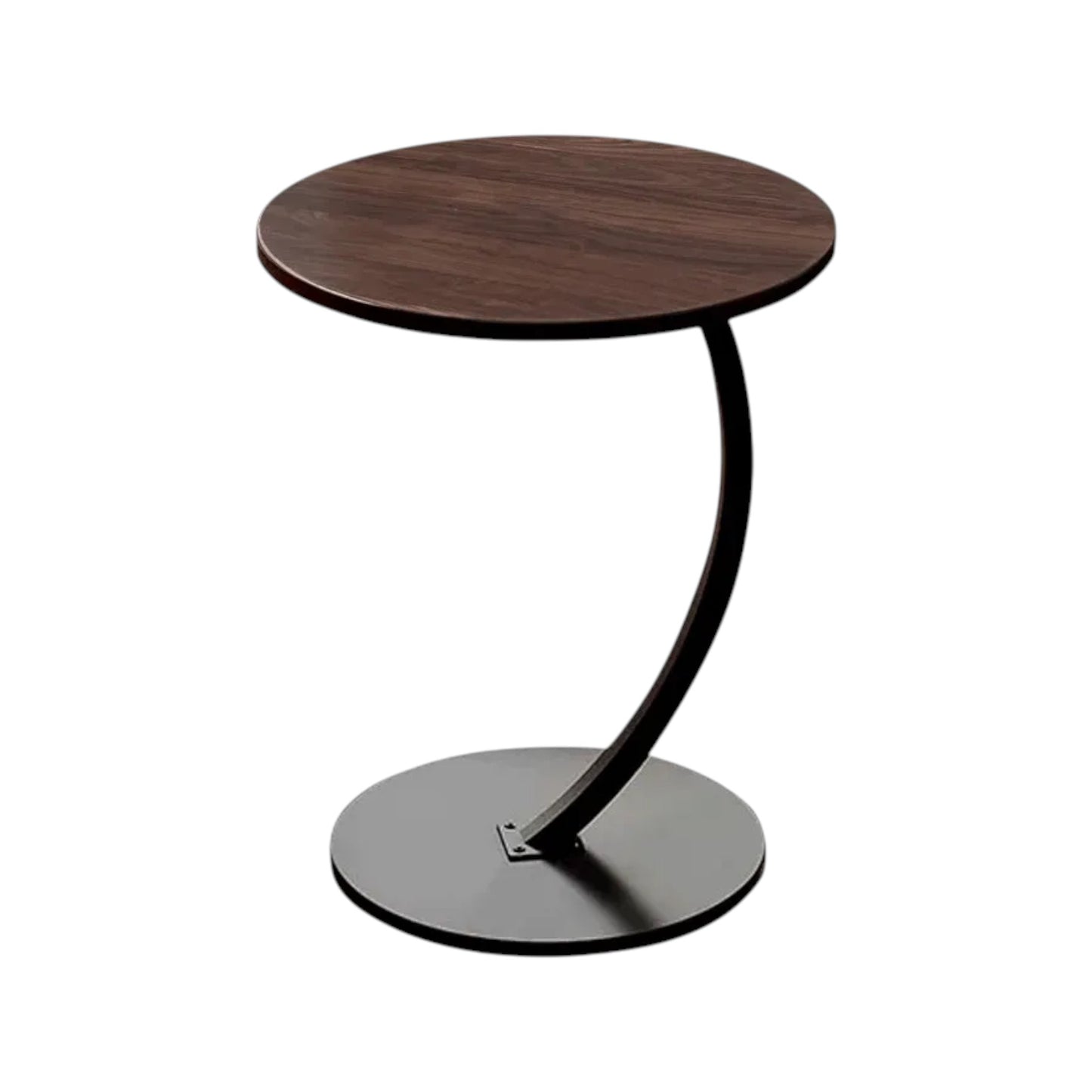 MFurn Round C Shaped Wooden Side Table – Mobile Small Coffee Table with Metal Frame for Living Room or Bedroom