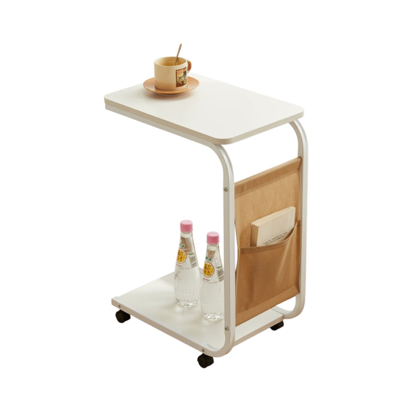 MFurn Portable C-Shaped Side Table – Narrow Sofa & Bedside Table with Storage Bag