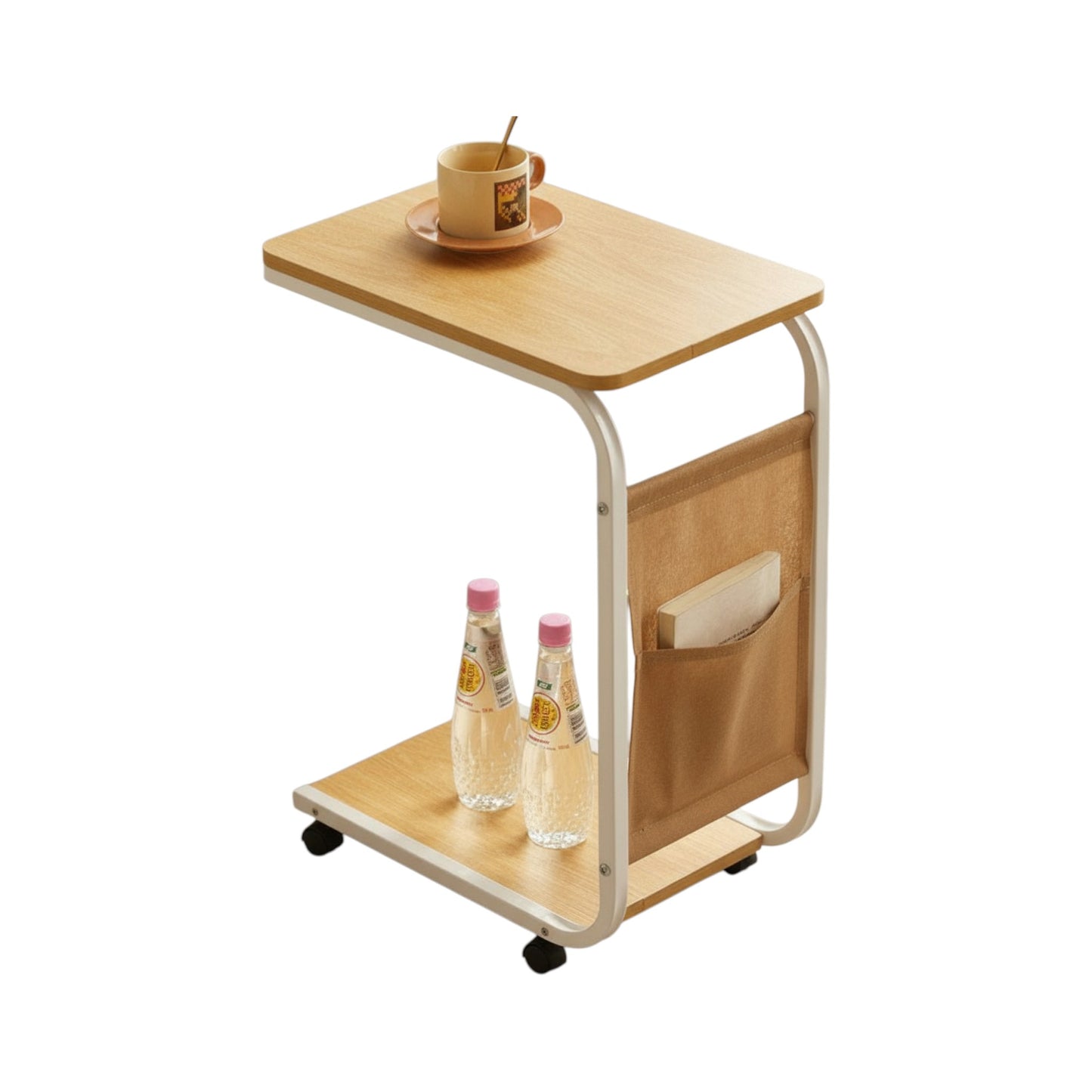 MFurn Portable C-Shaped Side Table – Narrow Sofa & Bedside Table with Storage Bag