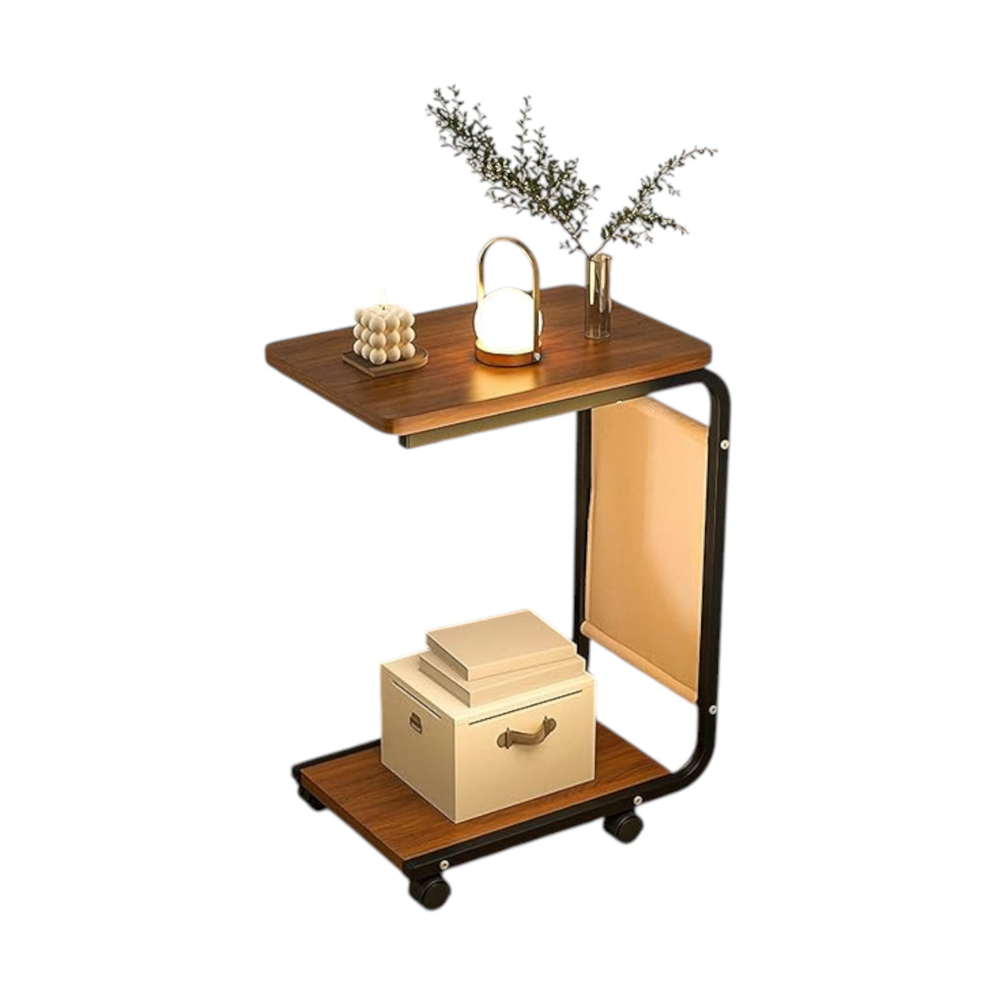 MFurn Portable C-Shaped Side Table – Narrow Sofa & Bedside Table with Storage Bag