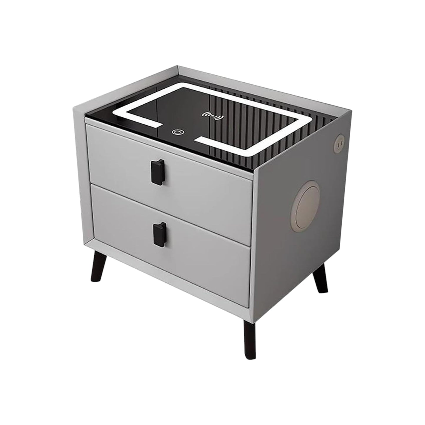 MFurn Smart Bedside Table with Speaker & Wireless Charging – Modern LED Nightstand