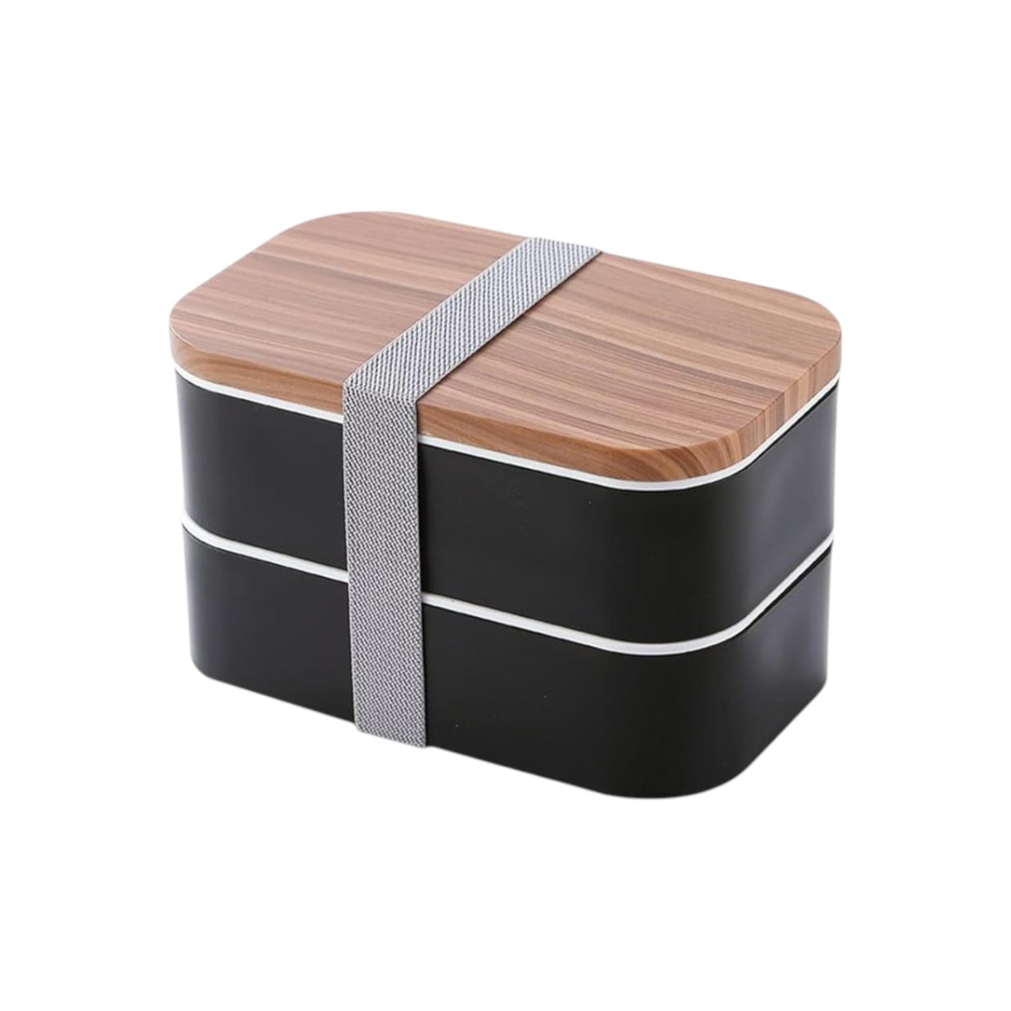 MHome Wood Grain Double-Layer Bento Lunch Box – Microwave-Safe, Lightweight, Leakproof