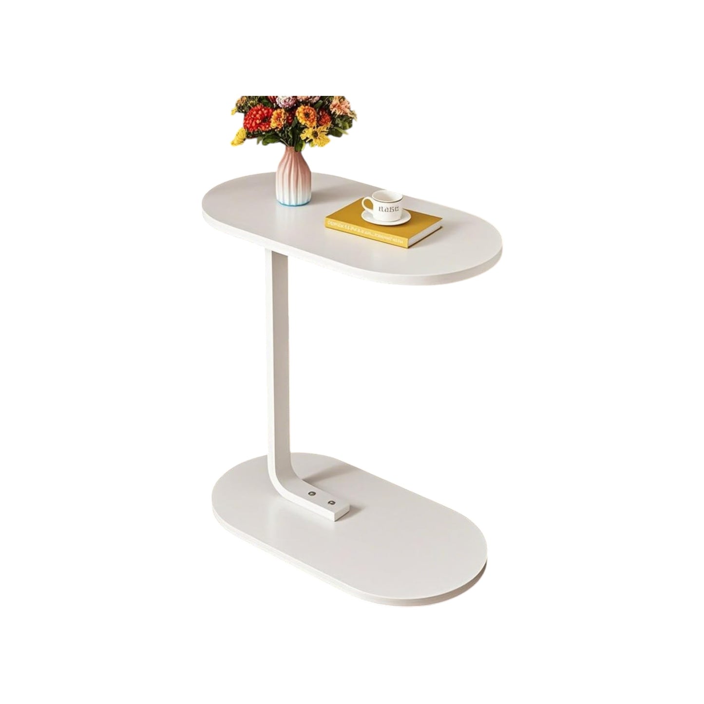 MFurn C-Shaped Side Table – Modern Narrow Coffee Table with Metal Frame for Small Spaces