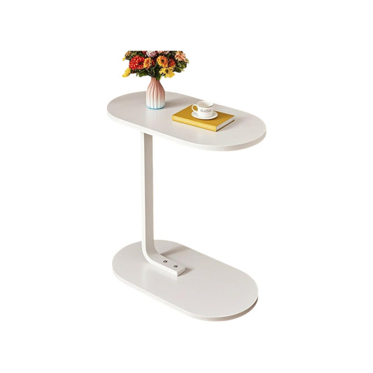 MFurn C-Shaped Side Table – Modern Narrow Coffee Table with Metal Frame for Small Spaces