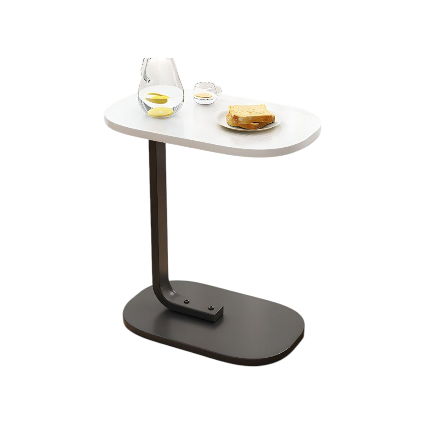 MFurn C-Shaped Side Table – Modern Narrow Coffee Table with Metal Frame for Small Spaces