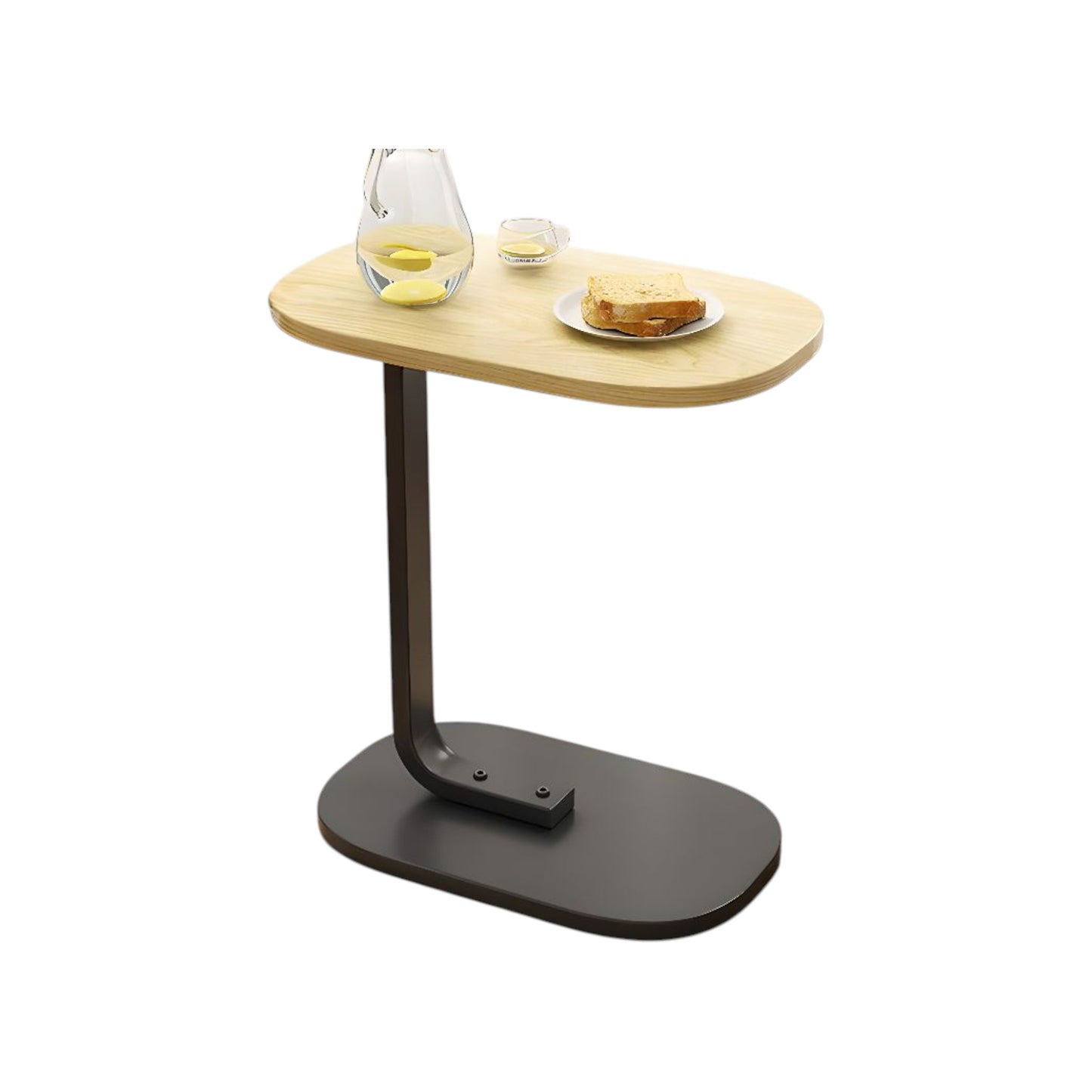 MFurn C-Shaped Side Table – Modern Narrow Coffee Table with Metal Frame for Small Spaces