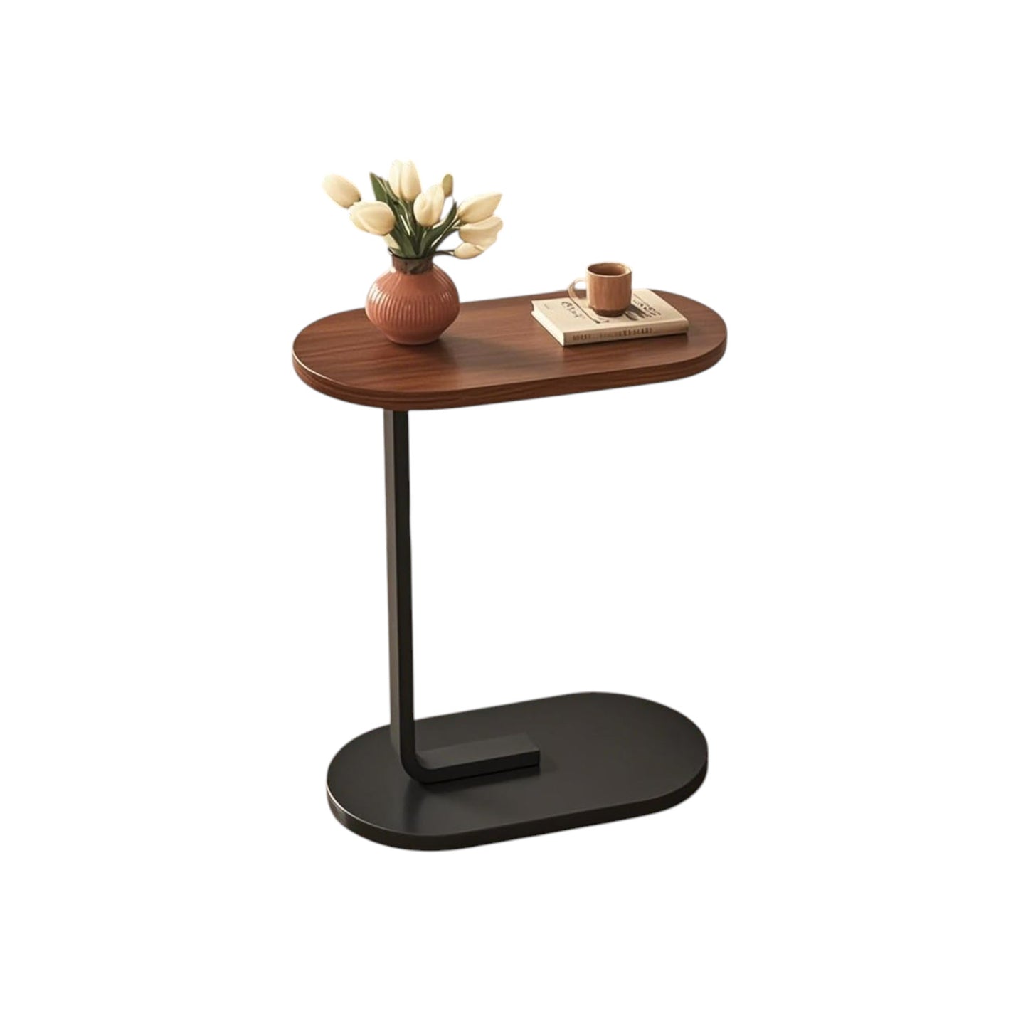 MFurn C-Shaped Side Table – Modern Narrow Coffee Table with Metal Frame for Small Spaces