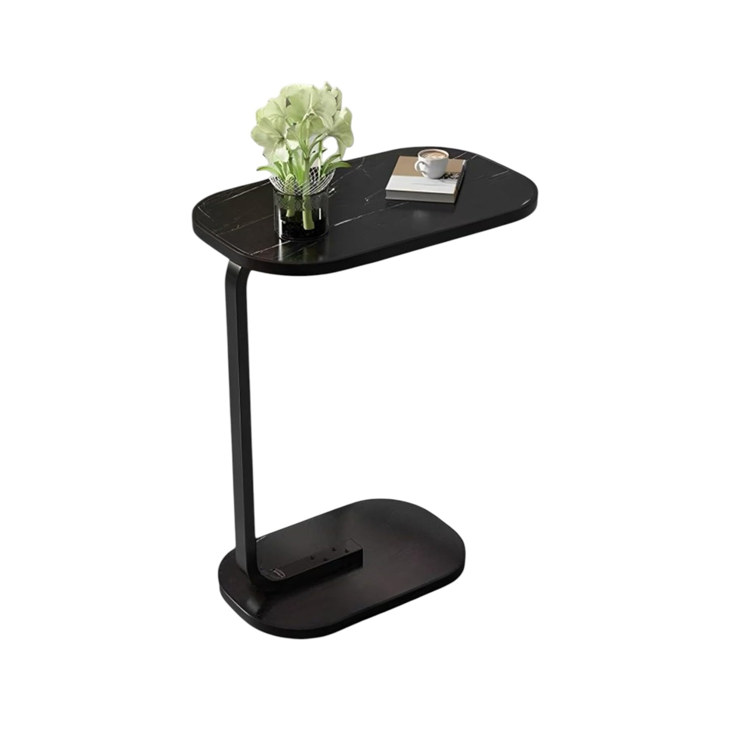 MFurn C-Shaped Side Table – Modern Narrow Coffee Table with Metal Frame for Small Spaces
