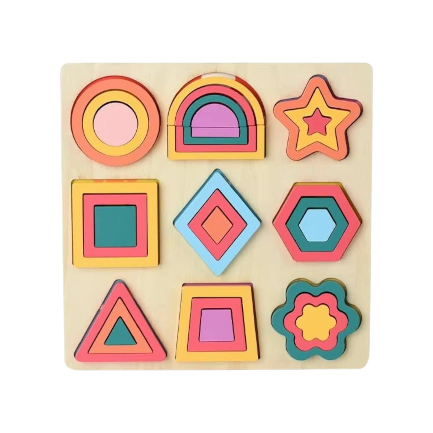 MKids Montessori Layered 3D Shape Puzzle – Wooden Educational Cognitive Toy