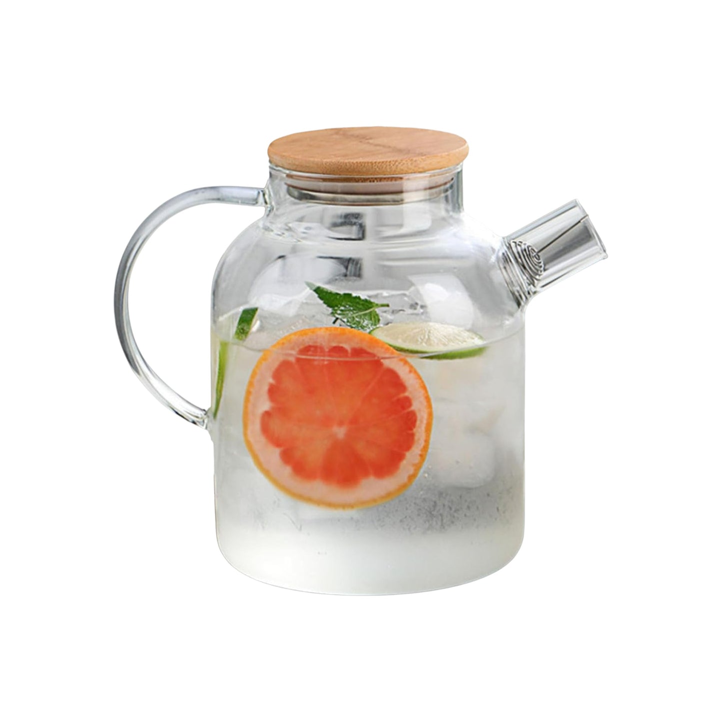 MHome Glass Water Pitcher with Bamboo Lid and Filter – 1.5L High Borosilicate Beverage Jug