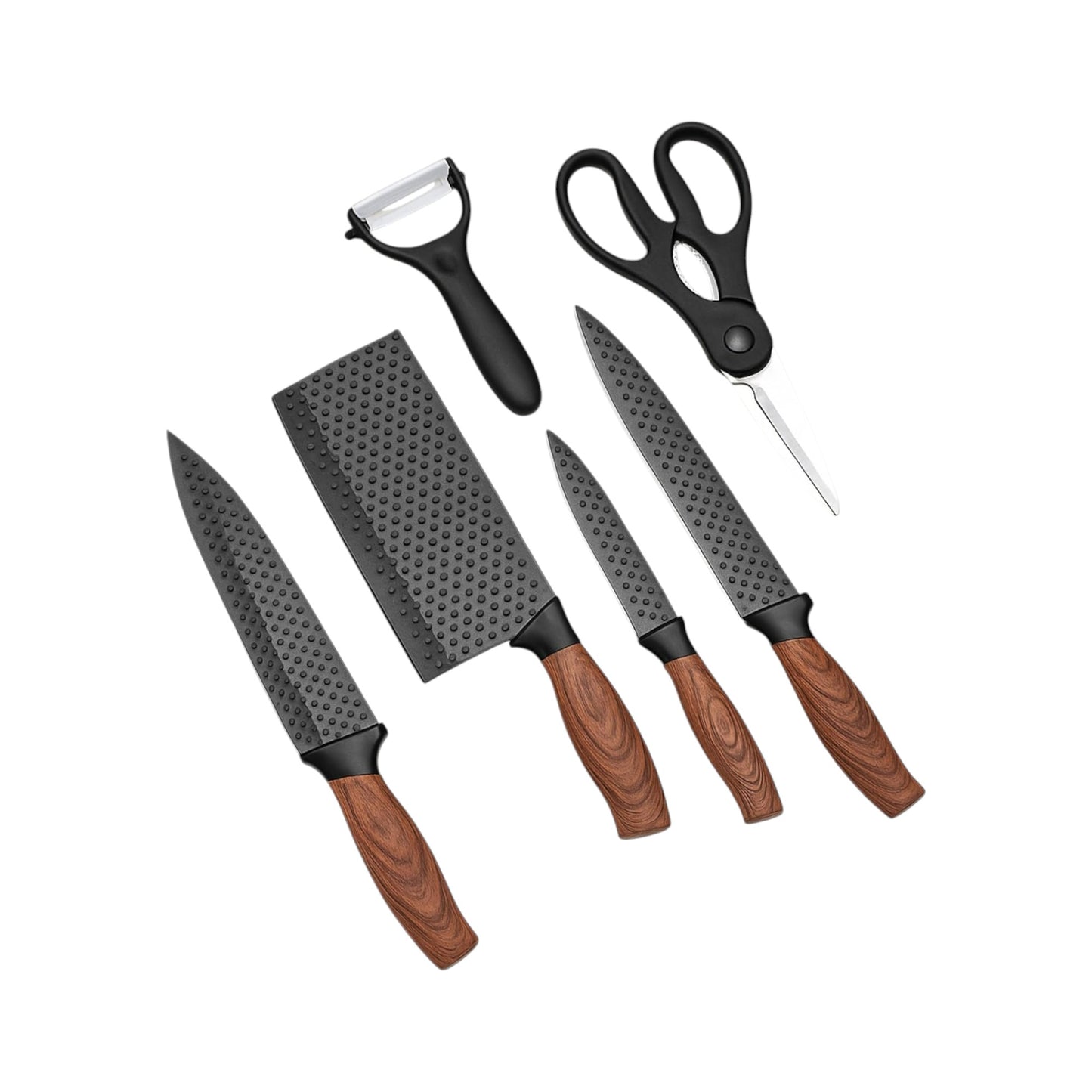 MHome 6-Piece Multipurpose Kitchen Knife Set Stainless Steel Non-Stick Blades with Ergonomic PP Handles