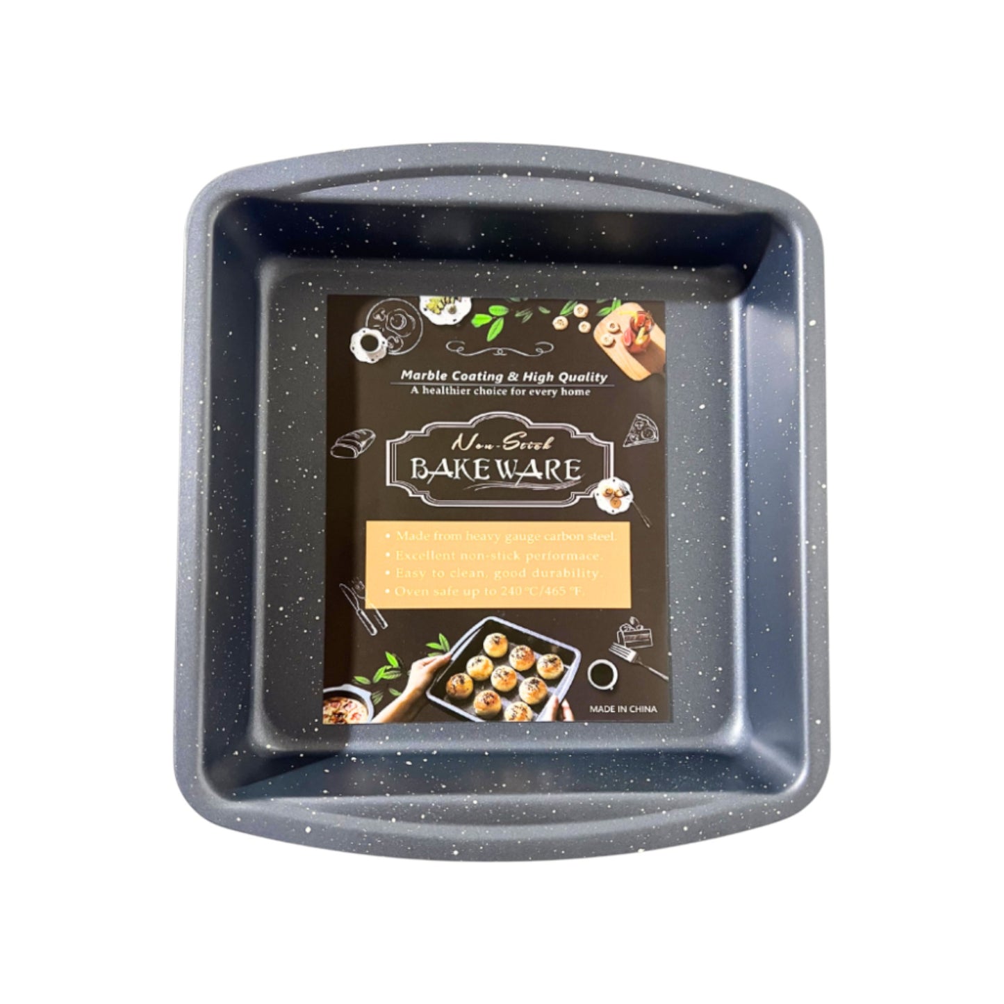 MHome Square Marble Coating Baking Pan with Handle