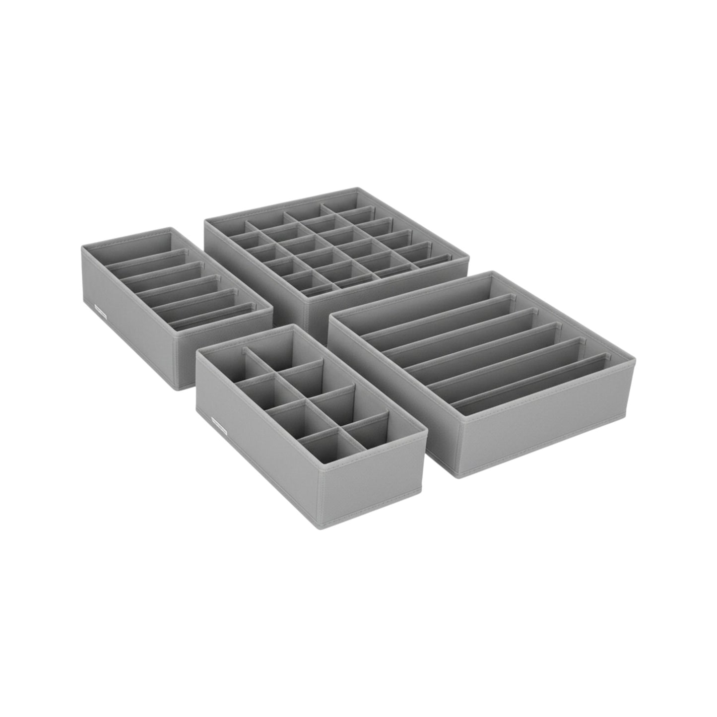 MHome 4-Piece Foldable Partition Drawer Organiser Set – Oxford Cloth, Grey